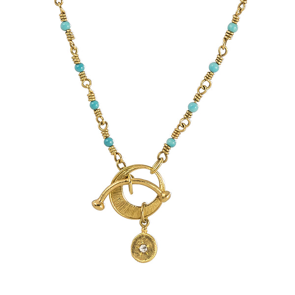 Rosary Chain Toggle Turquoise Necklace
