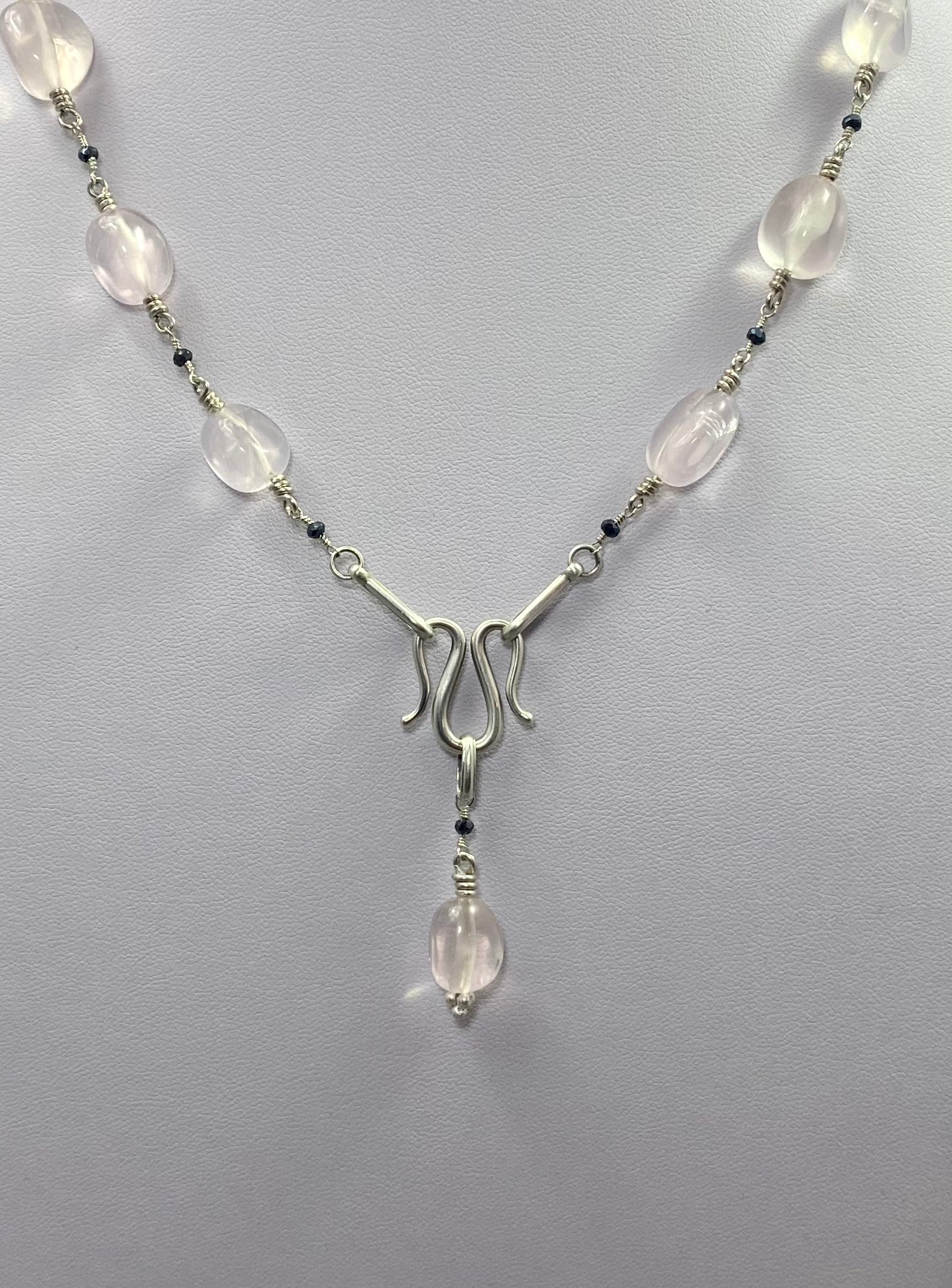 Rose Quartz/Spinel Sterling Silver Necklace