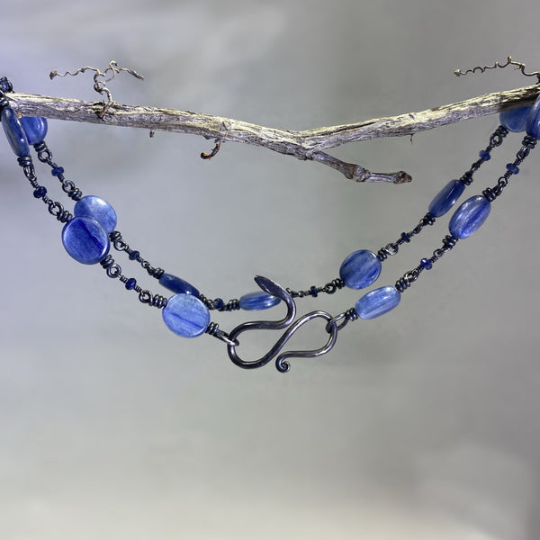 Sapphire and Kyanite necklace and bracelet SET